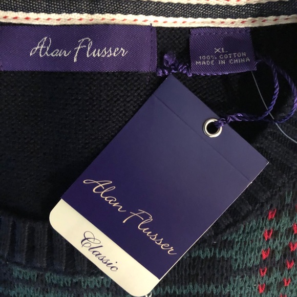 Alan Flusser Plaid Sweater Tartan Crewneck Pullover Men’s Size XL New w/Tag - Picture 7 of 9